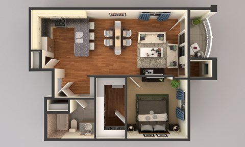 1 Bed1 Bath Floor Plan at Upscale Living at the Grand off 45th, Fargo, North Dakota